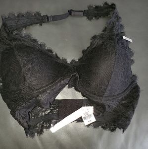 PINK- VS lightly lined black lace bralette